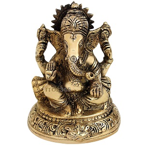Brass Ganesha Statue/Ganpati Idol/Sculpture For Good Luck