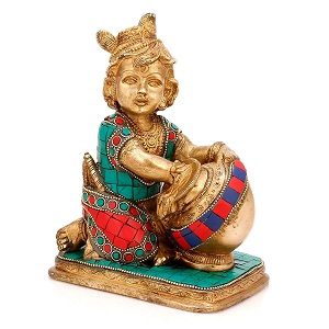 Brass Lord Krishna Idol For Home Decor And Gifting