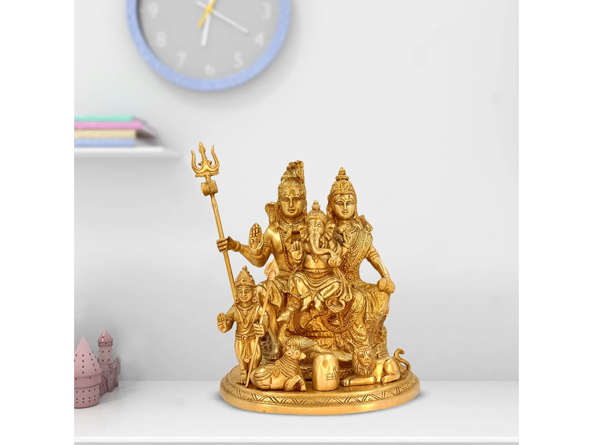 Brass Shiv Parivar Murti for Home Temple Bholenath Shankar Bhagwan Family