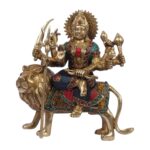 Brass Maa Durga Idol Sitting On Lion Ma Sherwali Murti