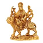 Brass Mata Durga Idol Sitting on Lion For Pooja Mandir