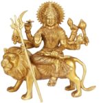 Brass Sherawali Mata Statue Idol Blessings for Health & Wealth