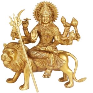 Brass Sherawali Statue Idol Blessing