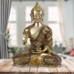 Brass Buddha Vitarka Statue Sculpture Idol for Home Decor Vastu Feng Shui Religious Gift
