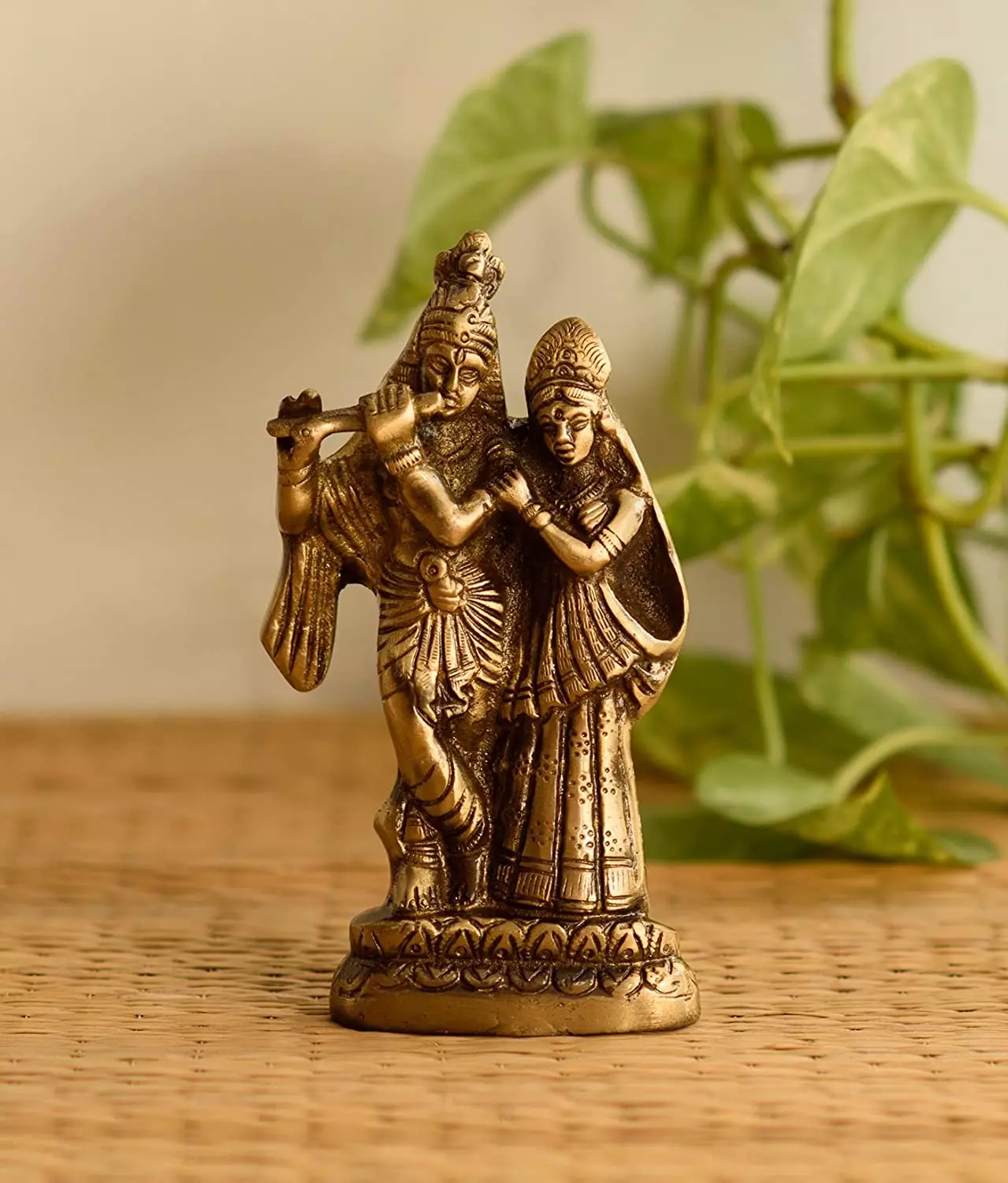 Brass Radha Krishna Pair Decorative Showpiece For Home Decor And Gift