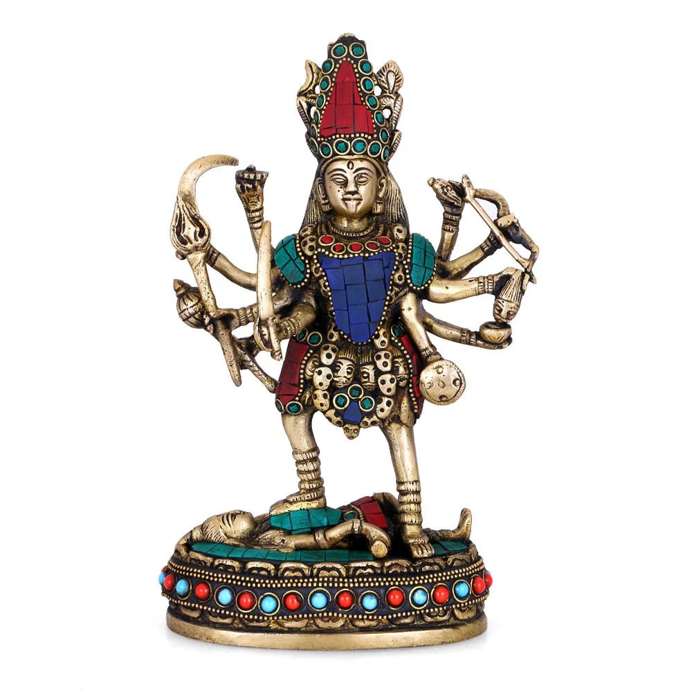 Brass Maa Kali Idol Hindu Religious Goddess Devi Statue