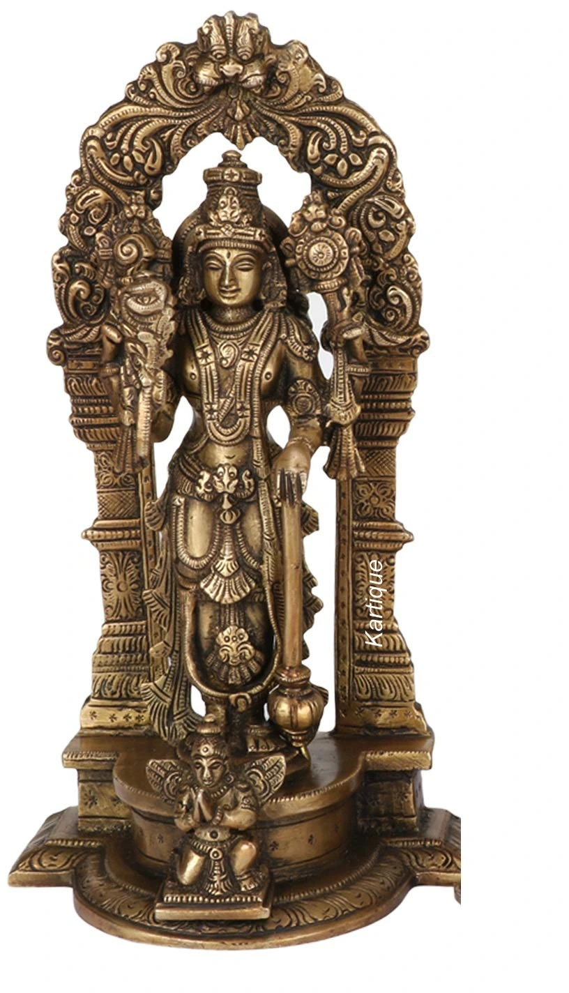 Brass Lord Bhagwan Vishnu Narayan Statue Decorative Showpiece – 22.9 cm (Brass, Brown)