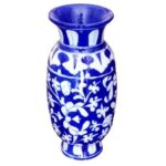 Blue Art Pottery Ceramic Quartz Handmade Flower Vase
