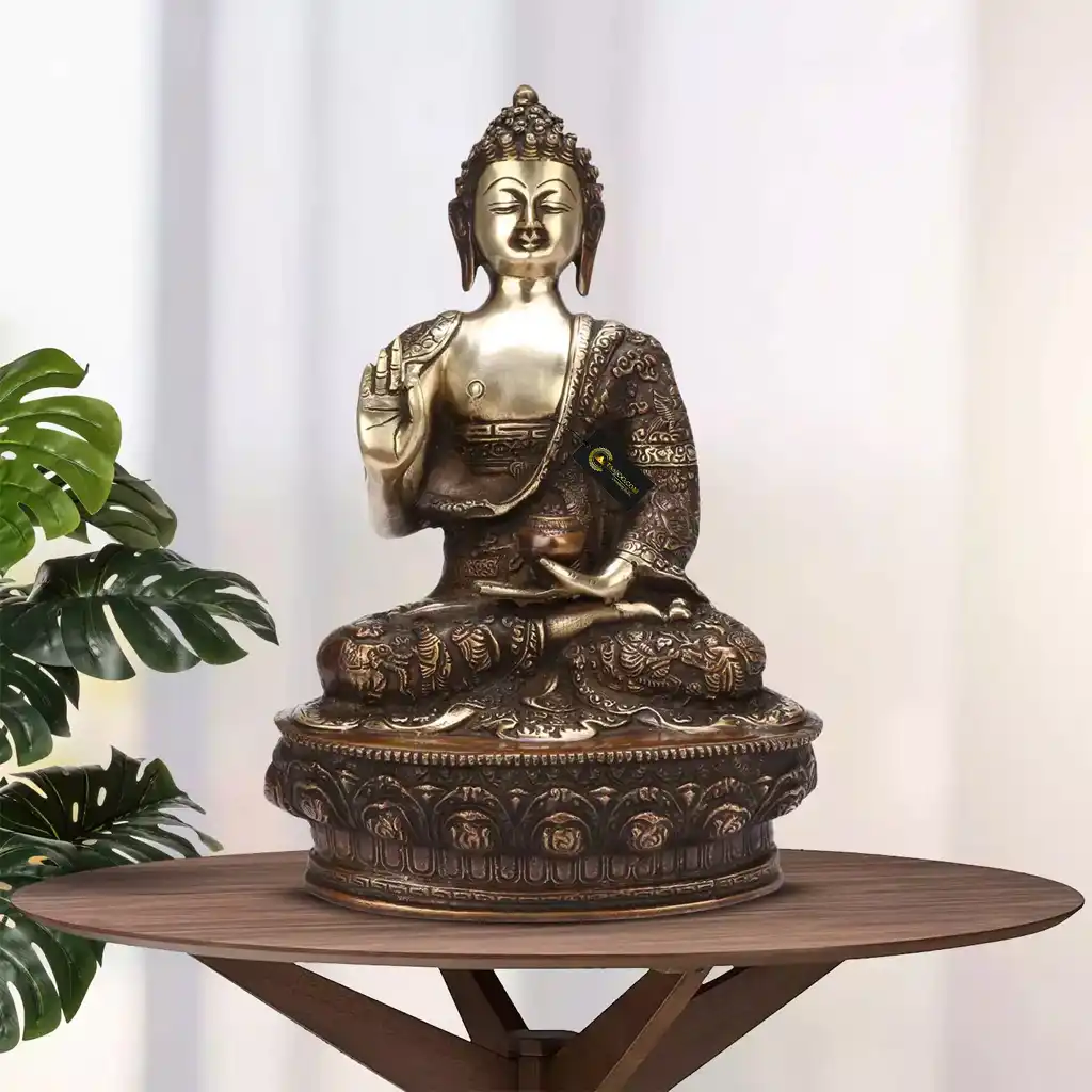 Brass Large Size Buddha Idol Statue Blessing Murti for Home Office