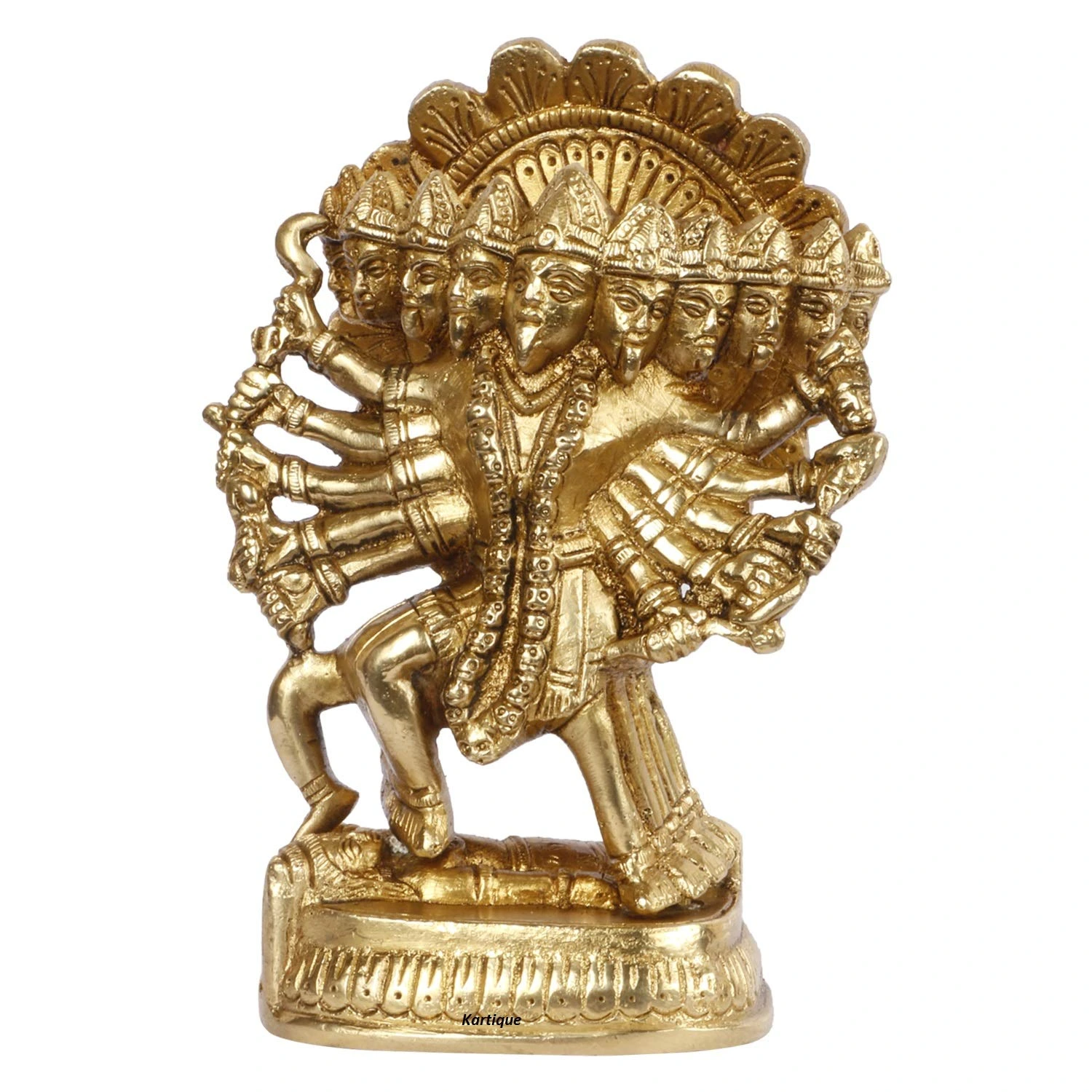 Brass Ten-Faced Goddess Mahakali Murti Ma Kali Adi Shakti Goddess