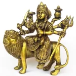 Brass Ma Durga Sitting On Lion with Trishul Showpiece/Statue