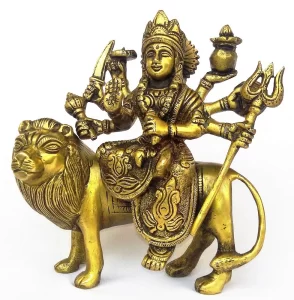 Durga Maa sitting on Lion with trishul