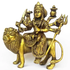 Durga Maa sitting on Lion with trishul