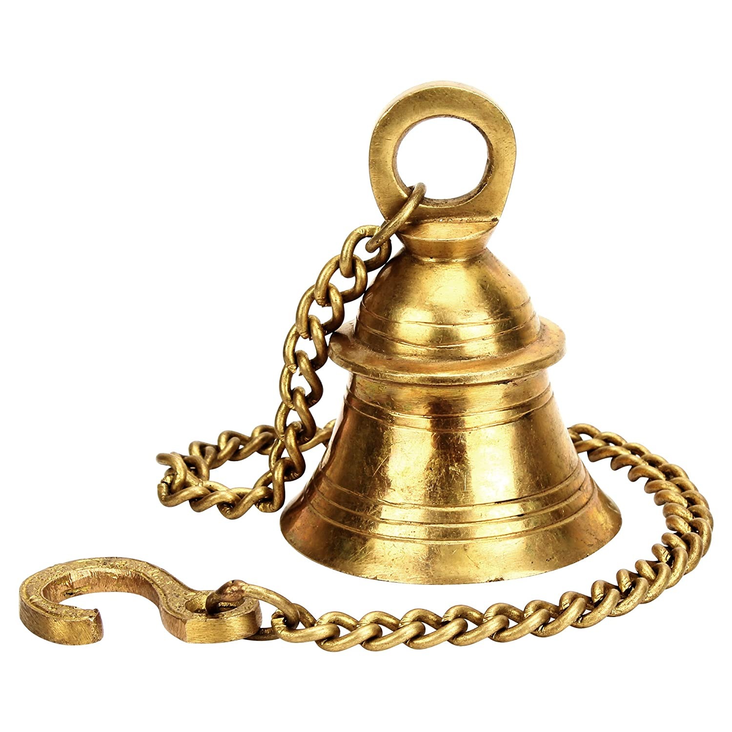 Brass Hanging Bell With Chain Temple Hanging Bell Engraved Meenakari Worked  Bells Indian Handicrafts Traditional Temple Porch Hallway Bell 
