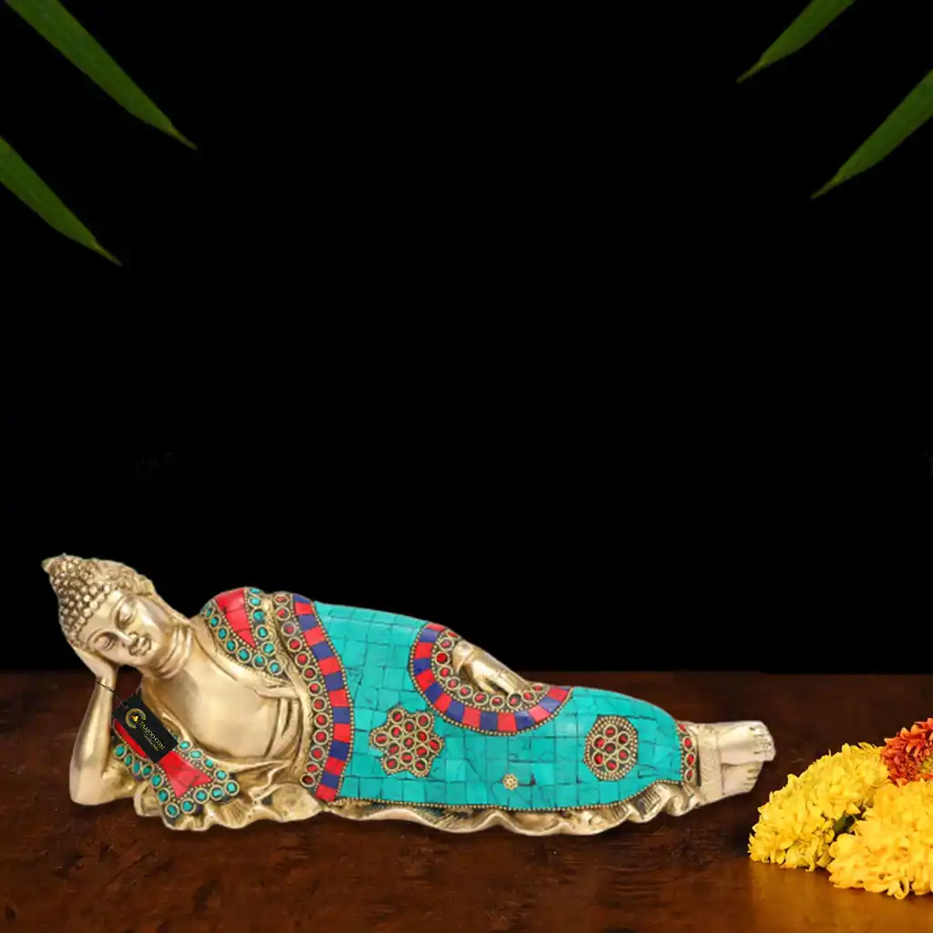 Sleeping Buddha Idol Resting Buddhism & Embellished