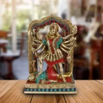 Brass Kali Maa Murti Multicolor Gemstone Handwork Statue Sculpture