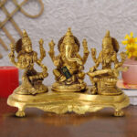 Brass Lakshmi,Ganesha and Saraswati Idol Statue