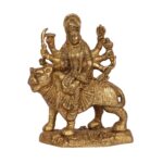 Brass Goddess Durga Maa on Tiger for Worship and Decor Idol