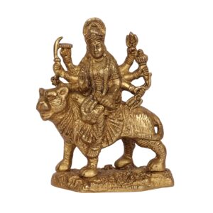 Brass Durga Maa statue sitting on Tiger