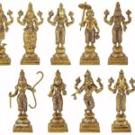 Brass Dasavatharam of Lord Vishnu idol Ten Avatars Idol Ten Incarnations Murti for Mandir Puja