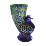 Beautiful Blue Pottery Ceramic Flower Vase With  Peacock painted