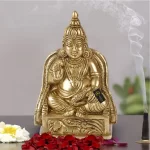 Brass Idol Lord Kuber Sitting Statue For Pooja Room, Meditation, Prayer
