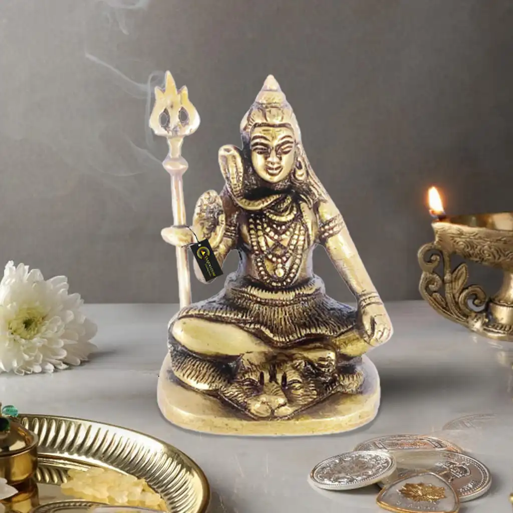 Brass Shiva Giving Blessings for Good Luck,Health and Wealth