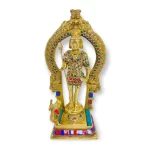 Brass Kartikeya Idol Murugan Swaminatha Staute with Multicolor Stone Work