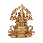 Brass Idol Siddhi Vinayak Ganesha with Mice and Hanging Bells