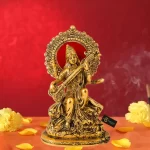 Brass Goddess Saraswati Idol For Pooja Decorative Showpiece