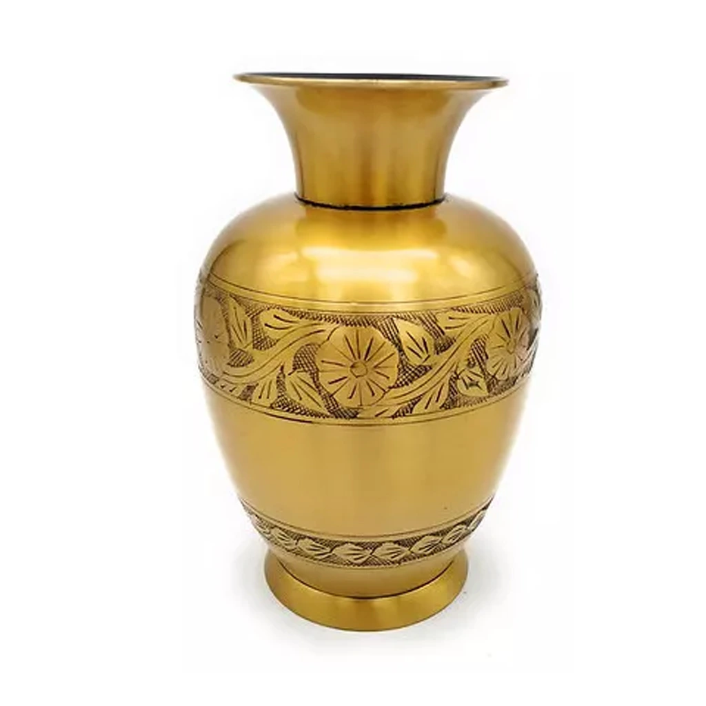 Made of Brass - 7.3 inch high Vase - A Rare Indian Decor - Alluring  Nakkashi, for Dry Flowers ONLY, NOT to Fill Water