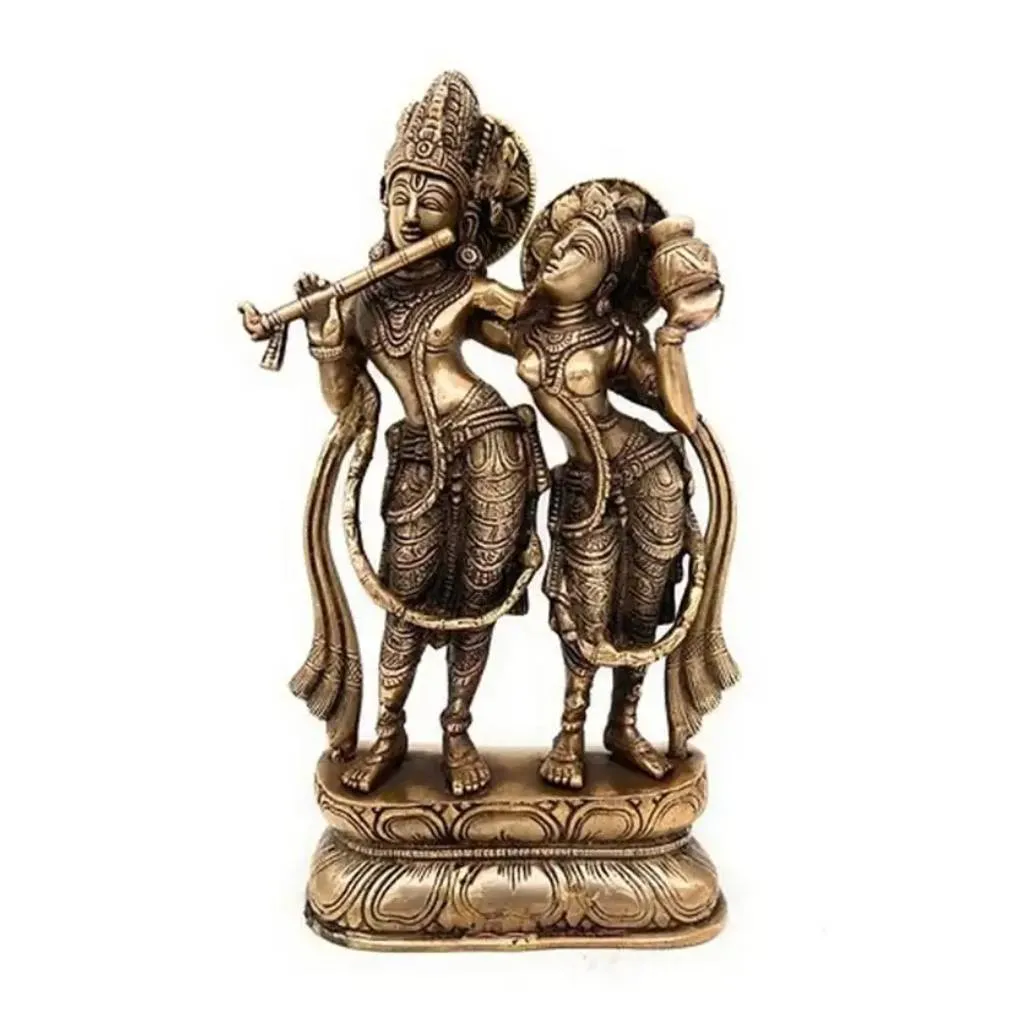 Brass Radha Krishna Statue For Pooja