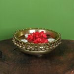 Brass Urli Bowl Online with Candle Stand for Home Office