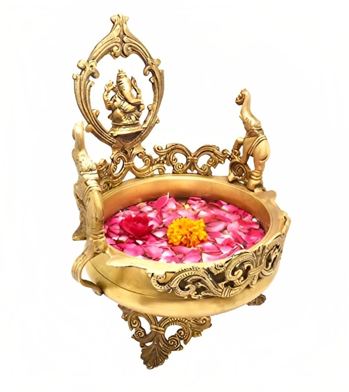 Brass Urli with Ganesha Design of Premium Quality