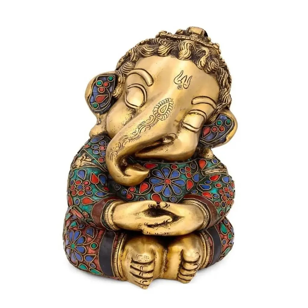 Tall Baby Ganesha Statue Brass Sleeping Child Ganapati Idols - Taajoo