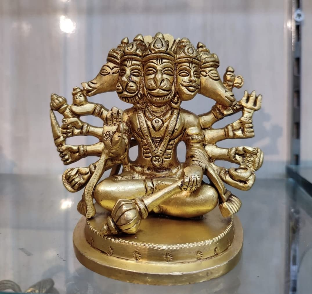Brass Lord Hanuman STAUTE PANCHMUKHI Hanuman Idol