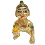 Brass Laddu Gopal Solid Brass with Heavy Decorated by Hand Paint