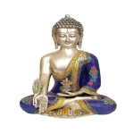 Lord Buddha in Bhumisparsha Mudra – Brass Statue with Inlay