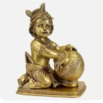 Brass Hindu Figurine Krishna The Child Stealing Butter