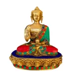 Buddha Brass Statue Idol Multicolor