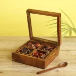 Handcrafted Wooden Dry Fruit Box Jar Container Spice Box Jar