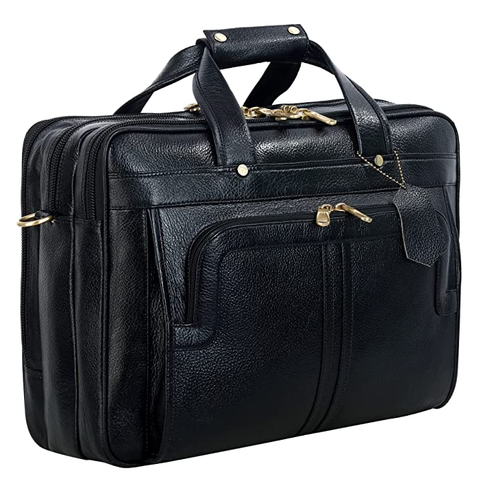Leather Bags for Men’s and Women’s Laptop Bag (Black)