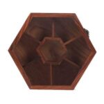Wooden Hexagonal Spice Box with Lid For Kitchen