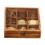 Wooden Handicrafted Spice Box Masala Dabba for Home & Kitchen Multipurpose