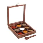 Wooden Spice Set Wooden Masala Box With Spoons