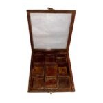 Wooden Masala Box with Spoon to Organize Spices