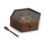 Wooden Spice Box Set For Kitchen With Container & Spoon In Sheesham Wood