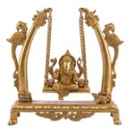 Brass Ganesha Idol Statue on Swing/Jhula For Pooja/Home/Office Decor