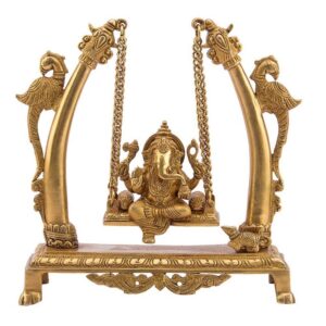 Brass Lord Ganesha on Swing Jhula Idol Statue