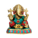 Brass Idol Lord Ganesha: Antique Design Regal Statue
